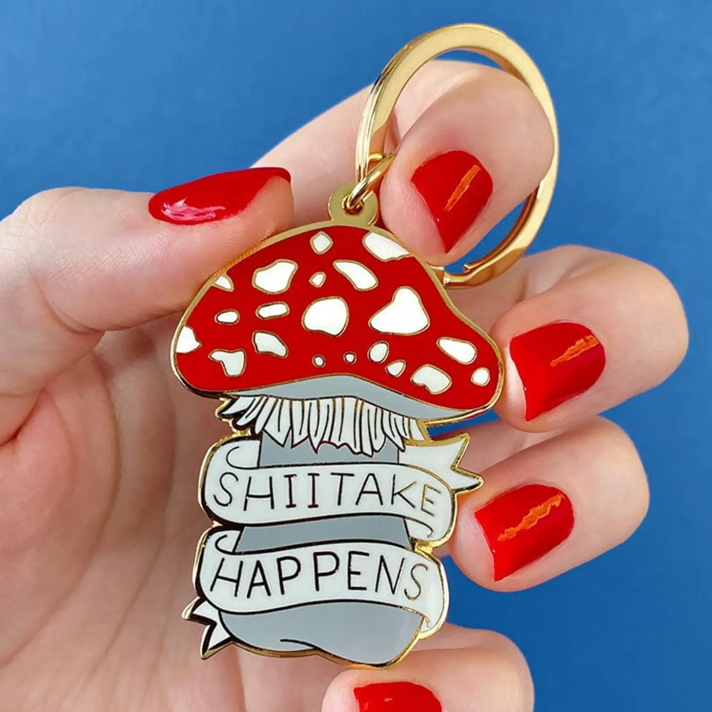 Shiitake Happens Enamel Key Charm