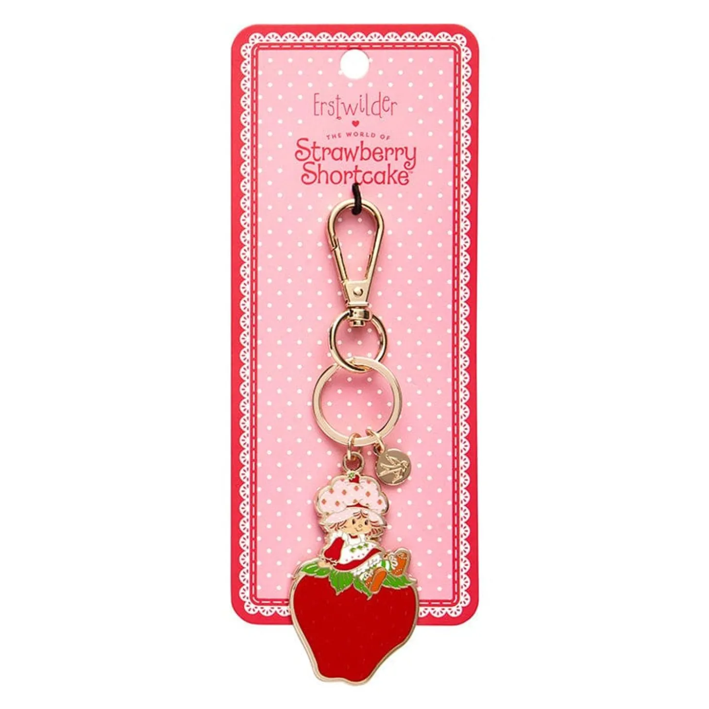 Sitting On A Strawberry Enamel Key Ring