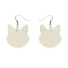 Solid Cat Head Ripple Resin Drop Earrings - White