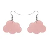 Solid Cloud Glitter Resin Drop Earrings - Pink