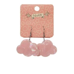 Solid Cloud Solid Glitter Resin Drop Earrings - Pink