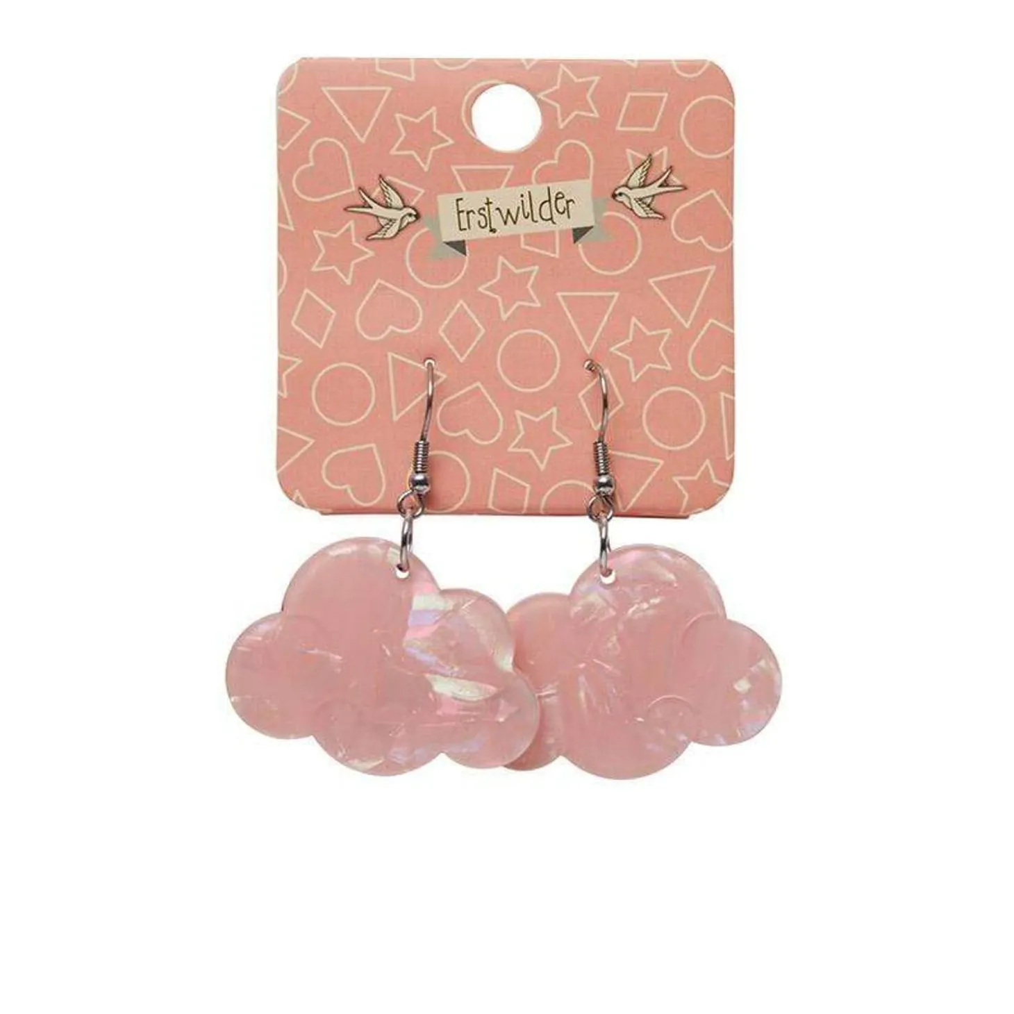 Solid Cloud Solid Glitter Resin Drop Earrings - Pink