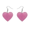 Solid Heart Glitter Resin Drop Earrings - Pink