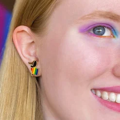 Spiffy The Supportive Dog Enamel Earrings