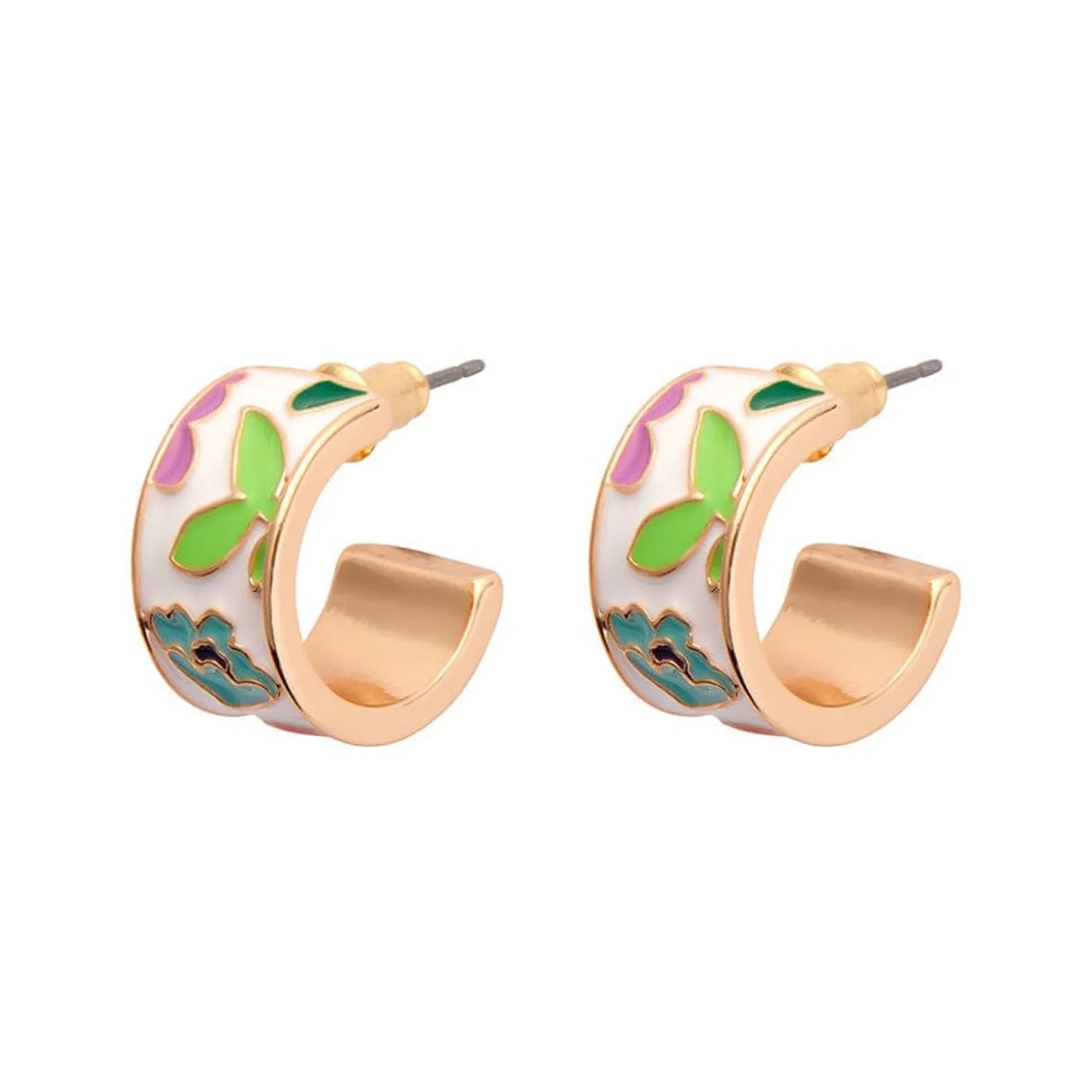 Spring To Life Enamel Huggie Earrings