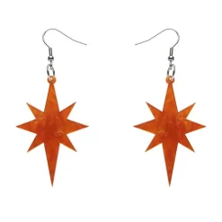 Starburst Ripple Resin Drop Earrings - Orange
