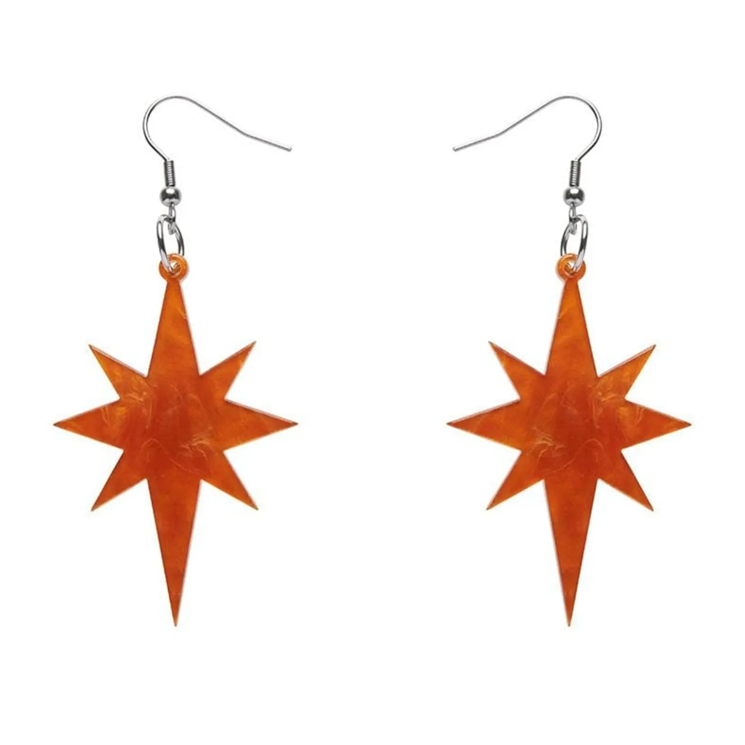 Starburst Ripple Resin Drop Earrings - Orange