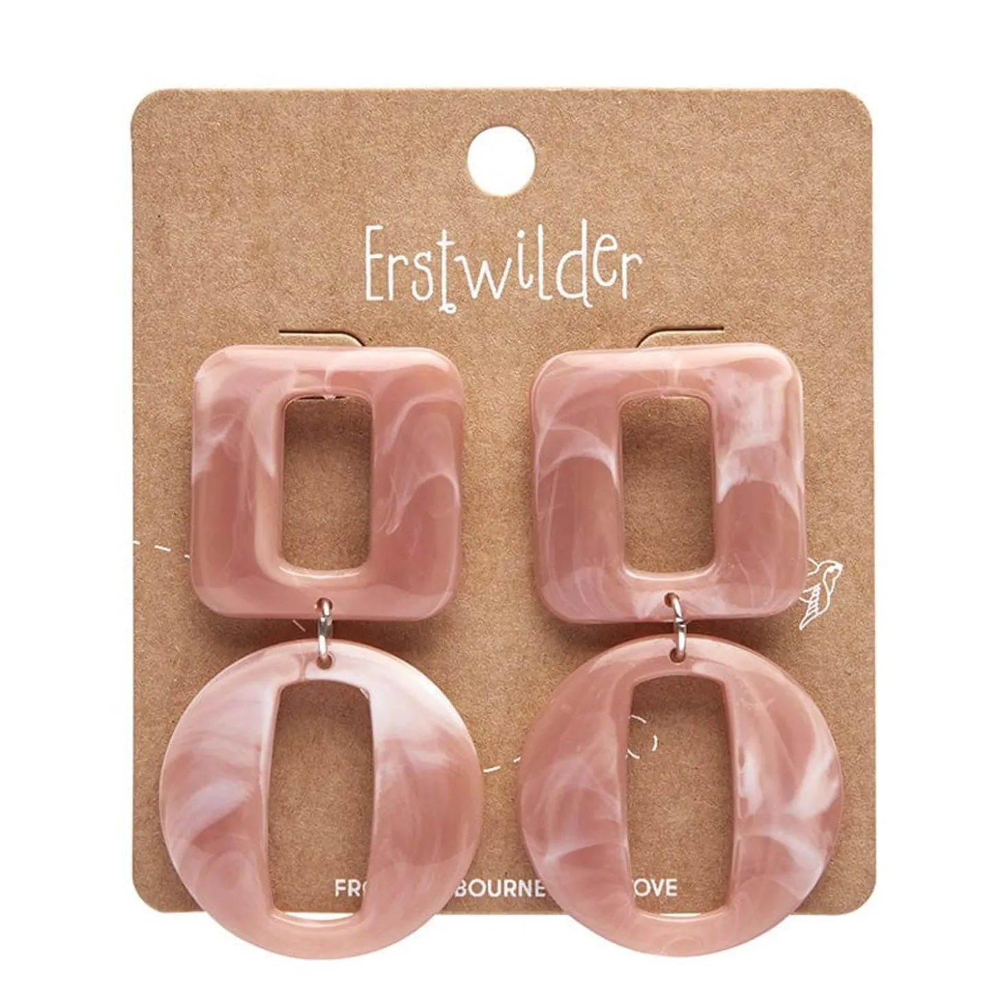 Statement Marble Chunky Drop Earrings - Pink