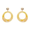 Statement Marble Resin Circle Drop Earrings - Yellow