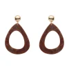 Statement Marble Resin Tear Drop Earrings - Brown