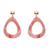 Statement Marble Resin Tear Drop Earrings - Coral