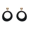 Statement Ripple Resin Circle Drop Earrings - Black
