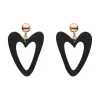 Statement Ripple Resin Heart Drop Earrings - Black