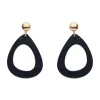 Statement Ripple Resin Tear Drop Earrings - Black