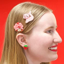 Strawberries And Custard Hair Clips Set - 2 Piece