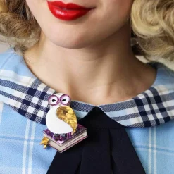 Studious Snow Owl Brooch