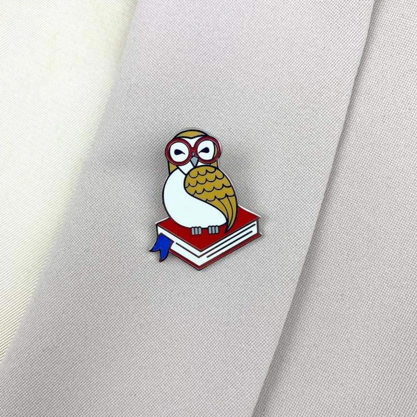 Studious Snow Owl Enamel Pin