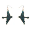 Swallow Ripple Glitter Resin Drop Earrings - Green