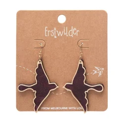Swallow Ripple Glitter Resin Drop Earrings - Burgundy