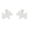 Terrier Textured Resin Drop Earrings - White