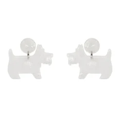 Terrier Textured Resin Drop Earrings - White