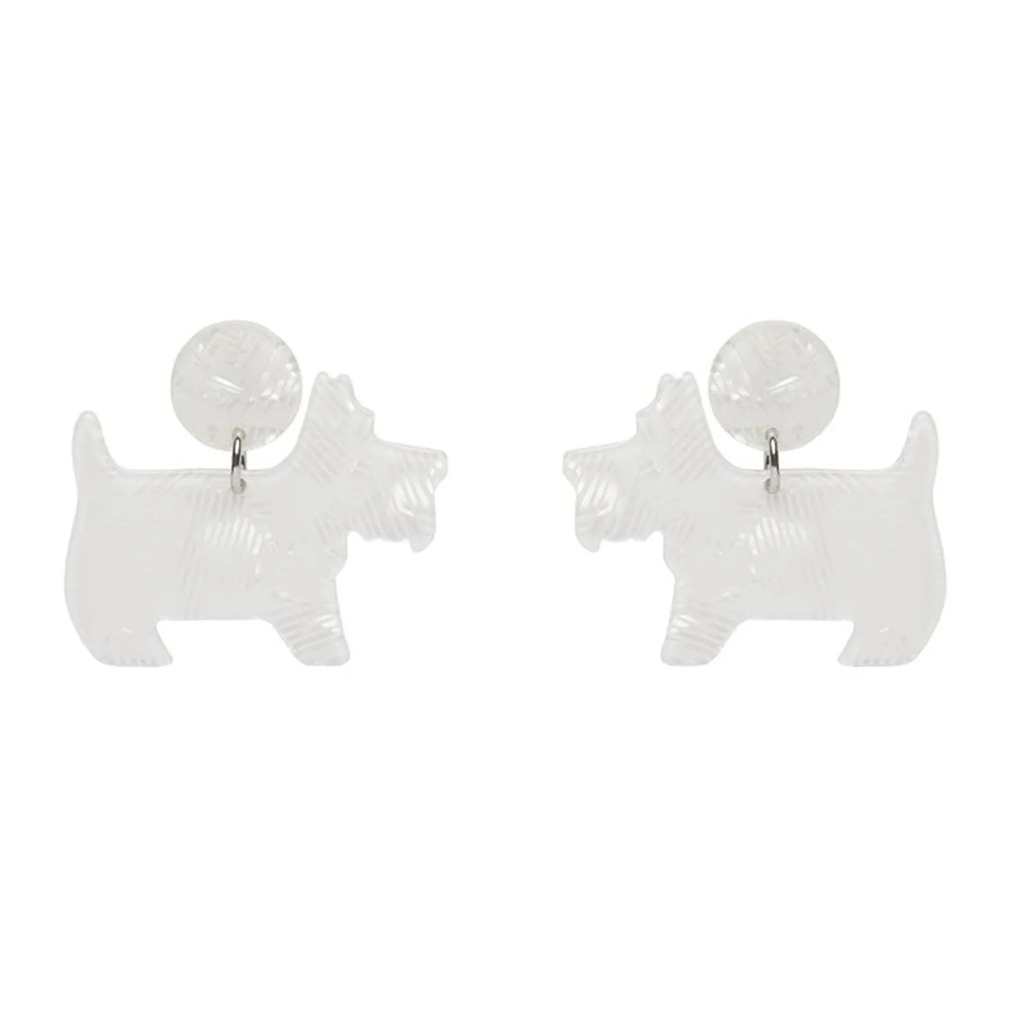 Terrier Textured Resin Drop Earrings - White