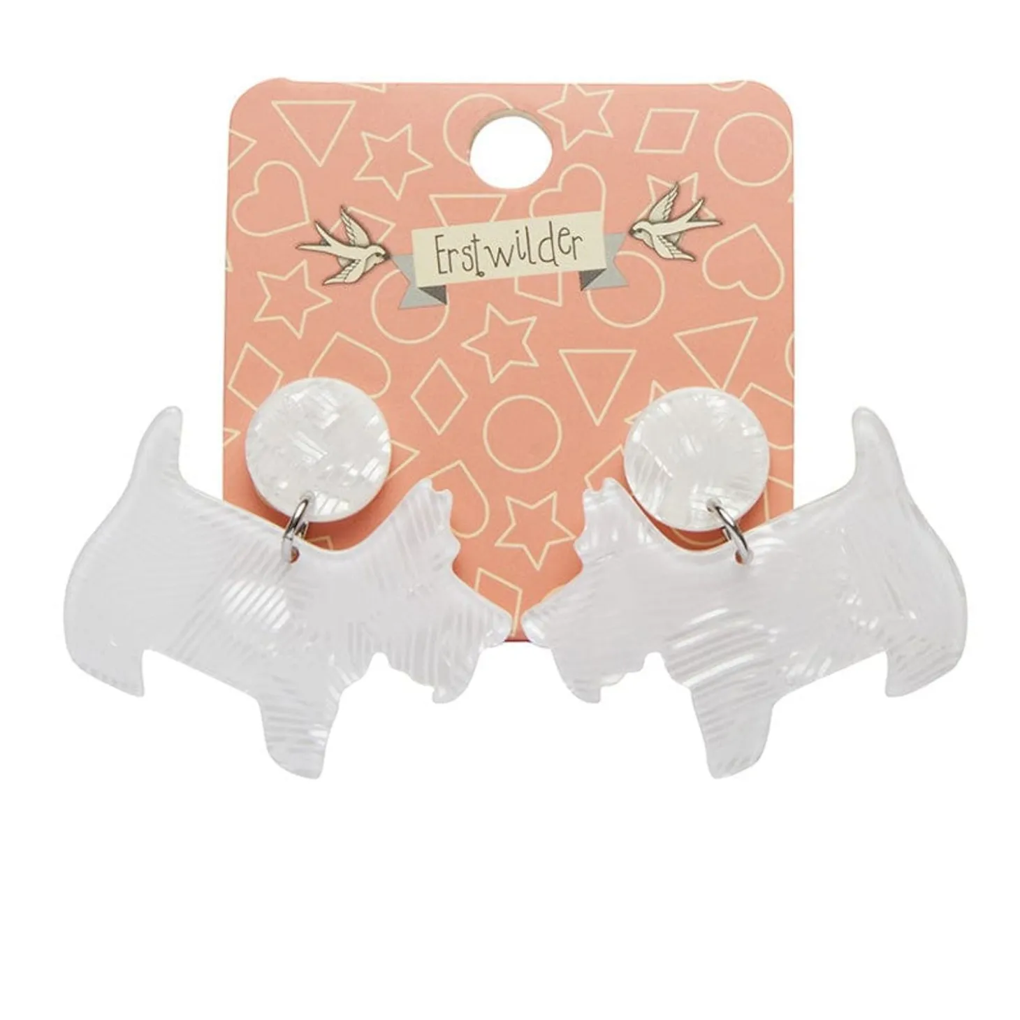 Terrier Textured Resin Drop Earrings - White