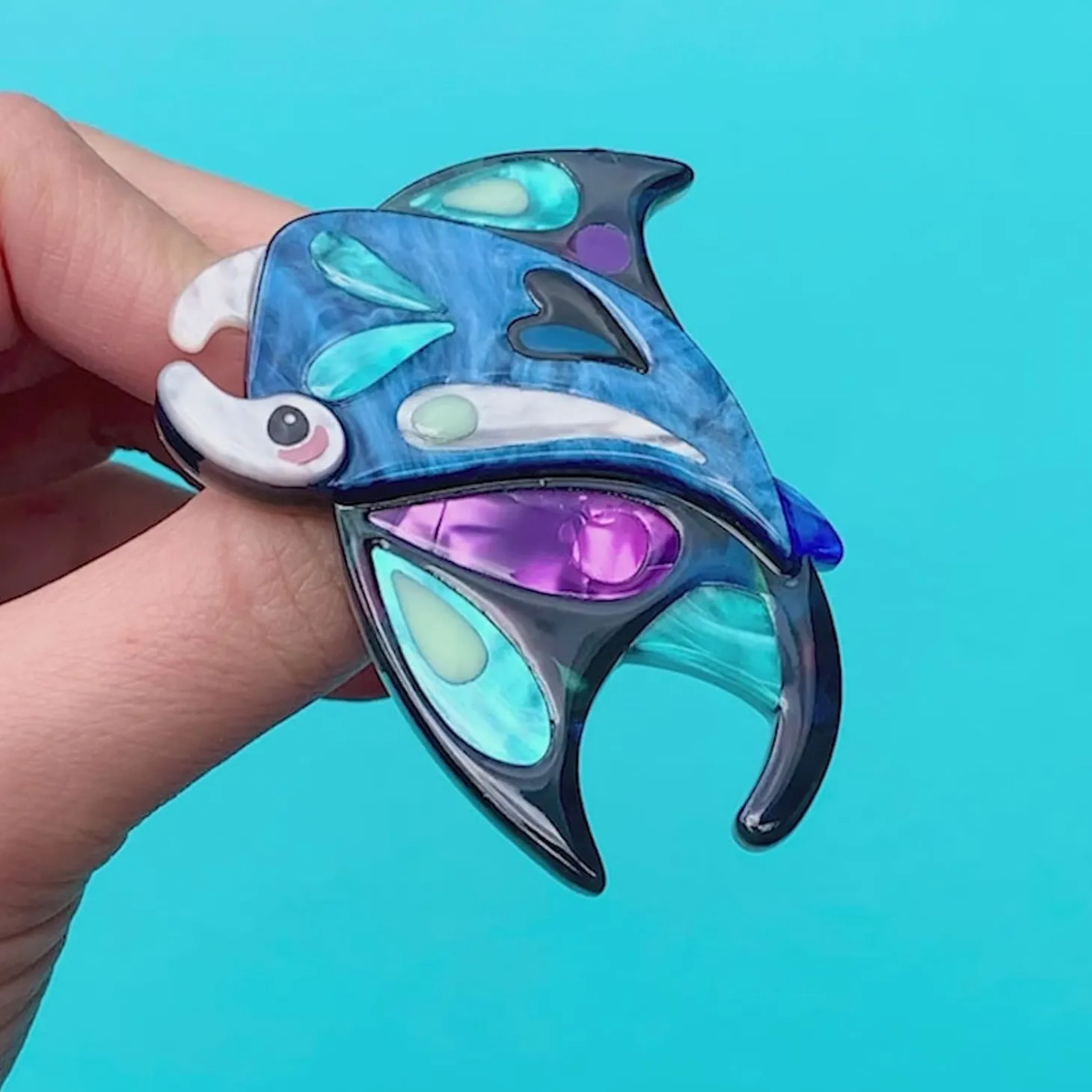 The Mercurial Manta Ray Brooch