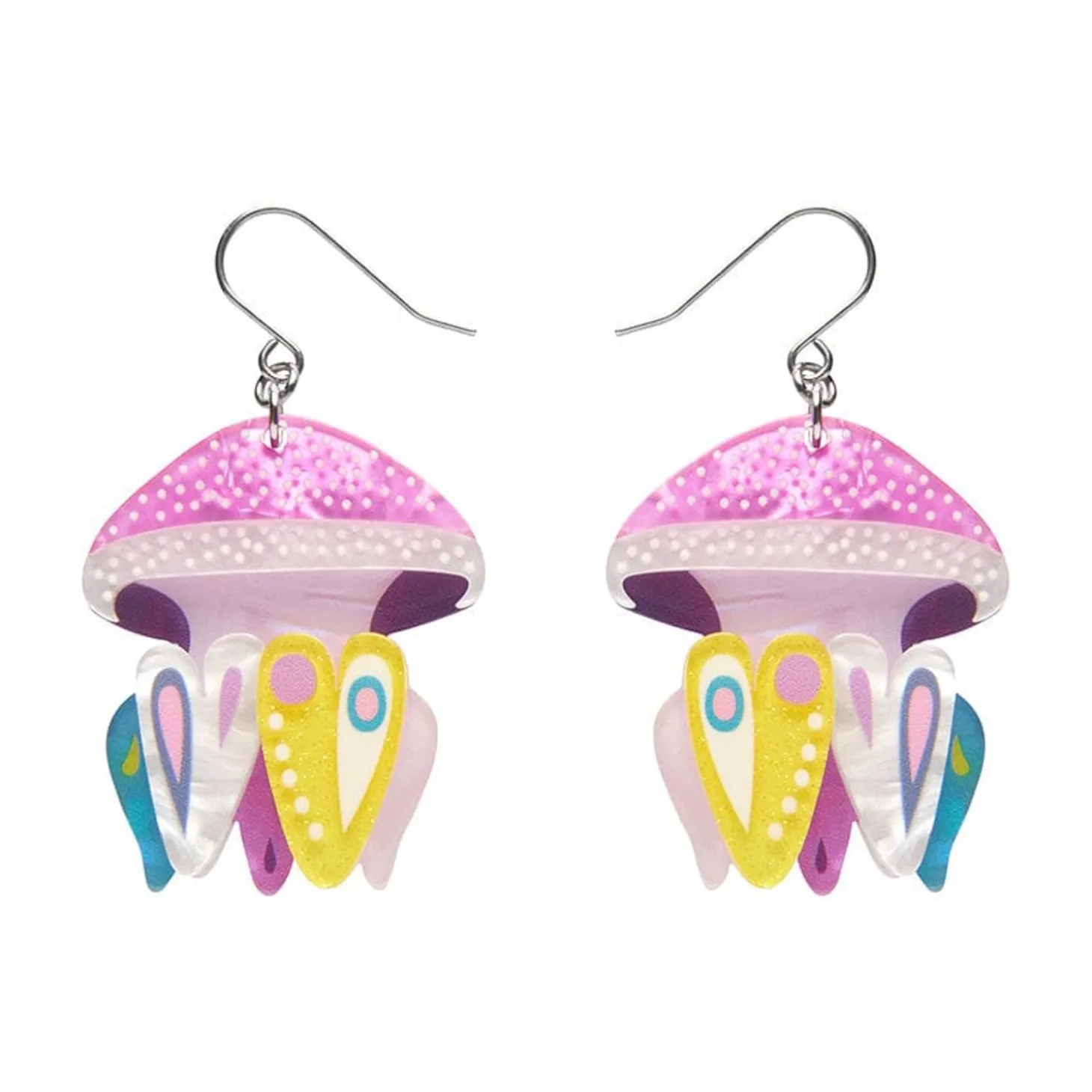 The Whimsical White Spotted Jellyfish Drop Earrings
