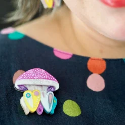 The Whimsical White Spotted Jellyfish Brooch