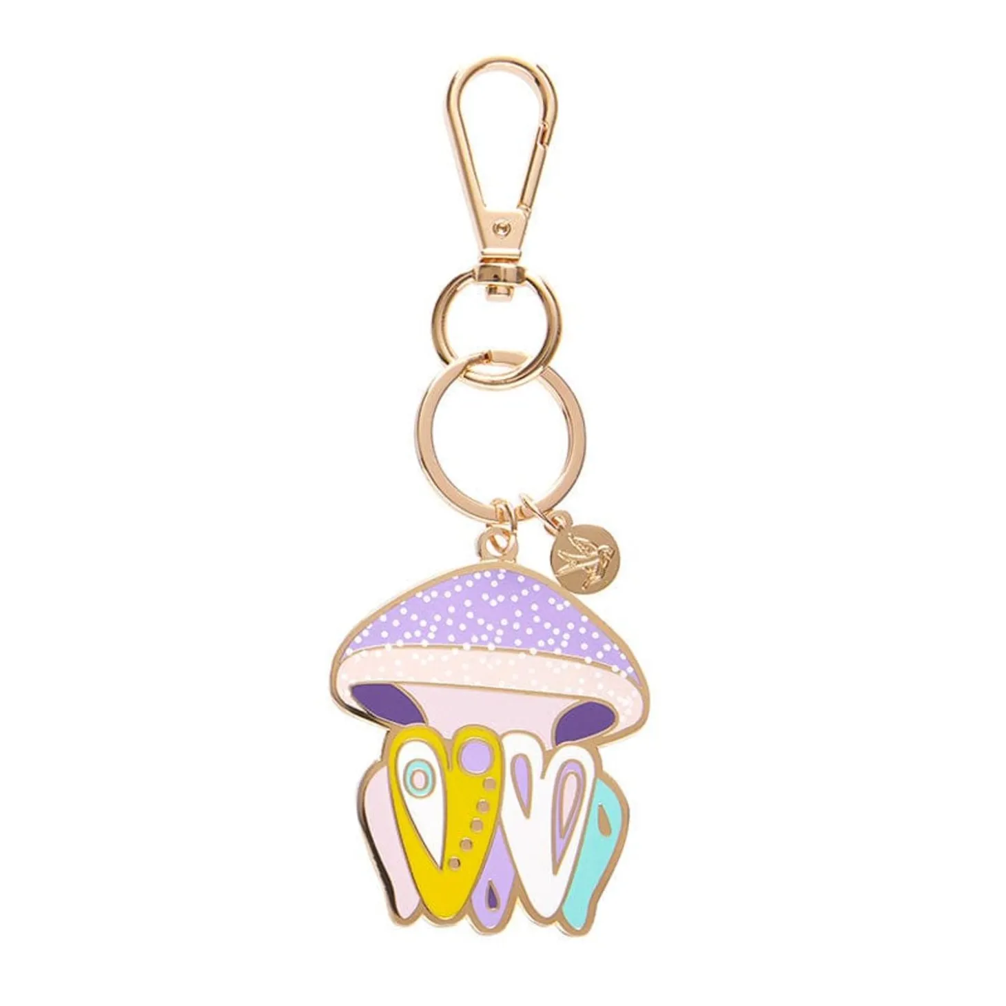 The Whimsical White Spotted Jellyfish Enamel Key Ring