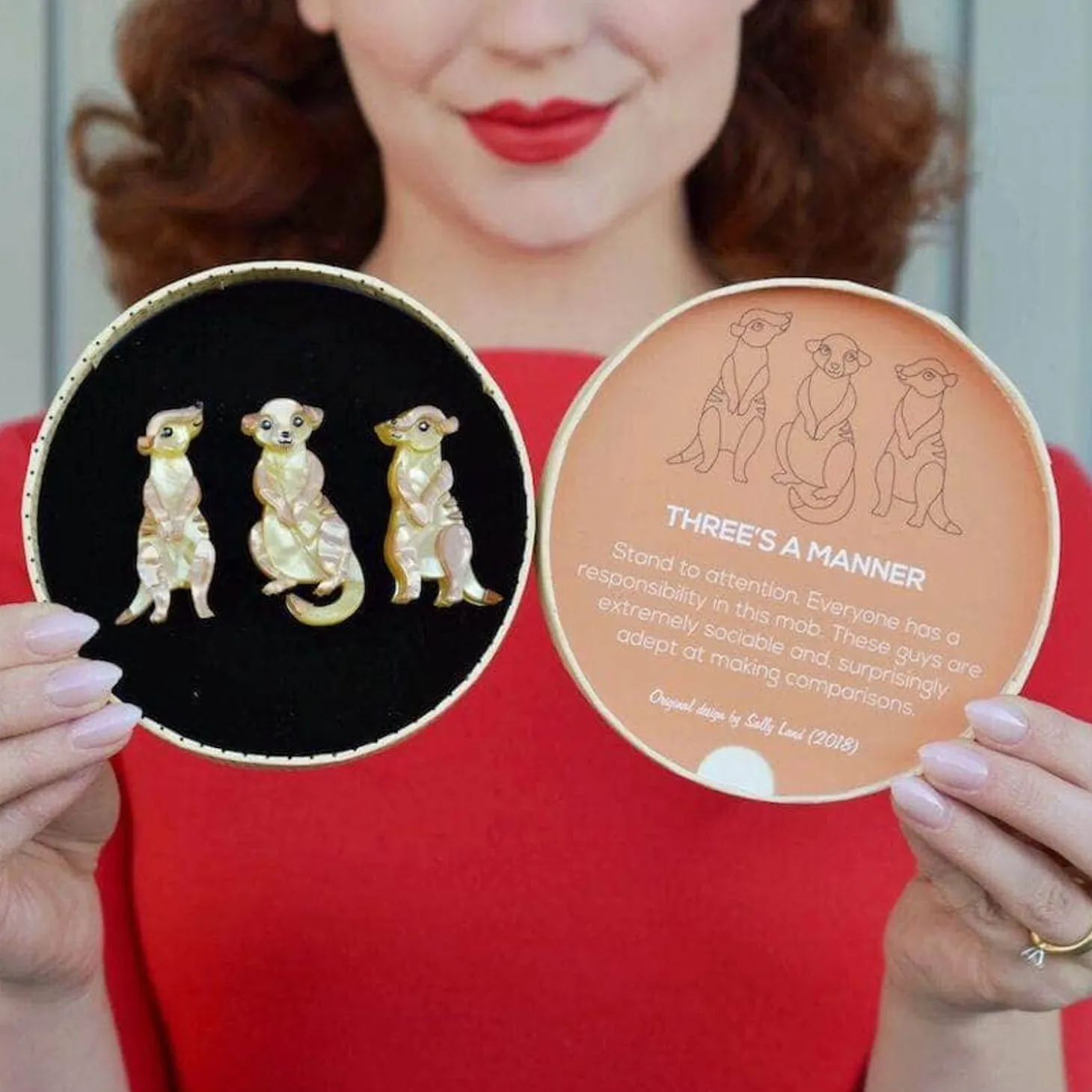 Three'S A Manner Meerkat Brooch Set