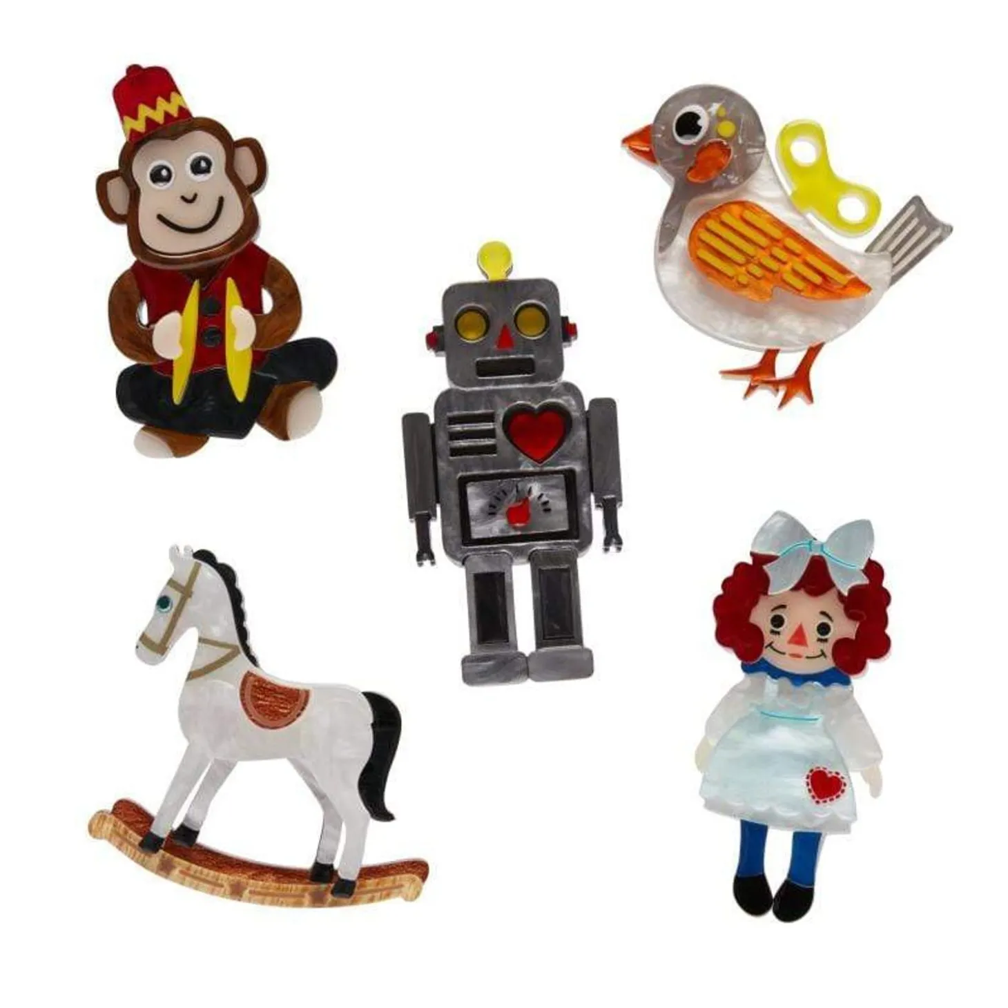 Toy Minis Brooch Set - 5 Pack