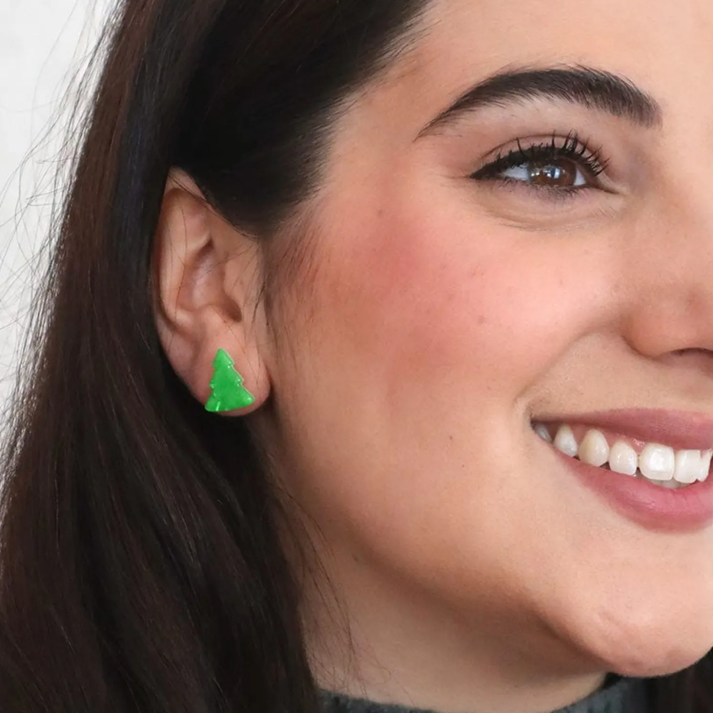 Tree Ripple Stud Earrings - Green