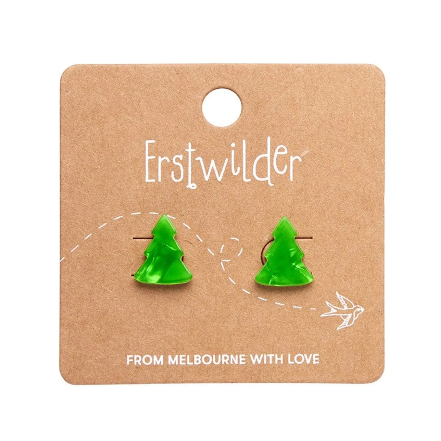 Tree Ripple Stud Earrings - Green