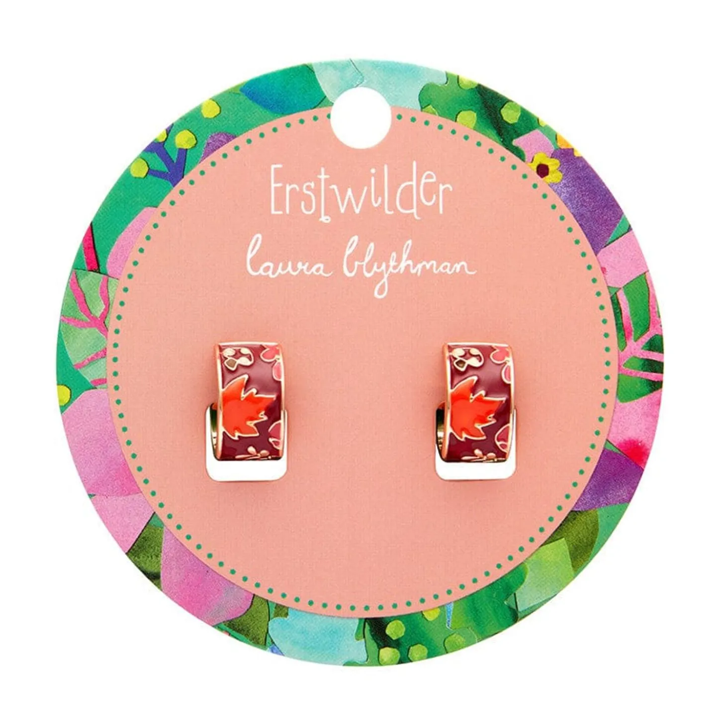 Turn A New Leaf Enamel Huggie Earrings