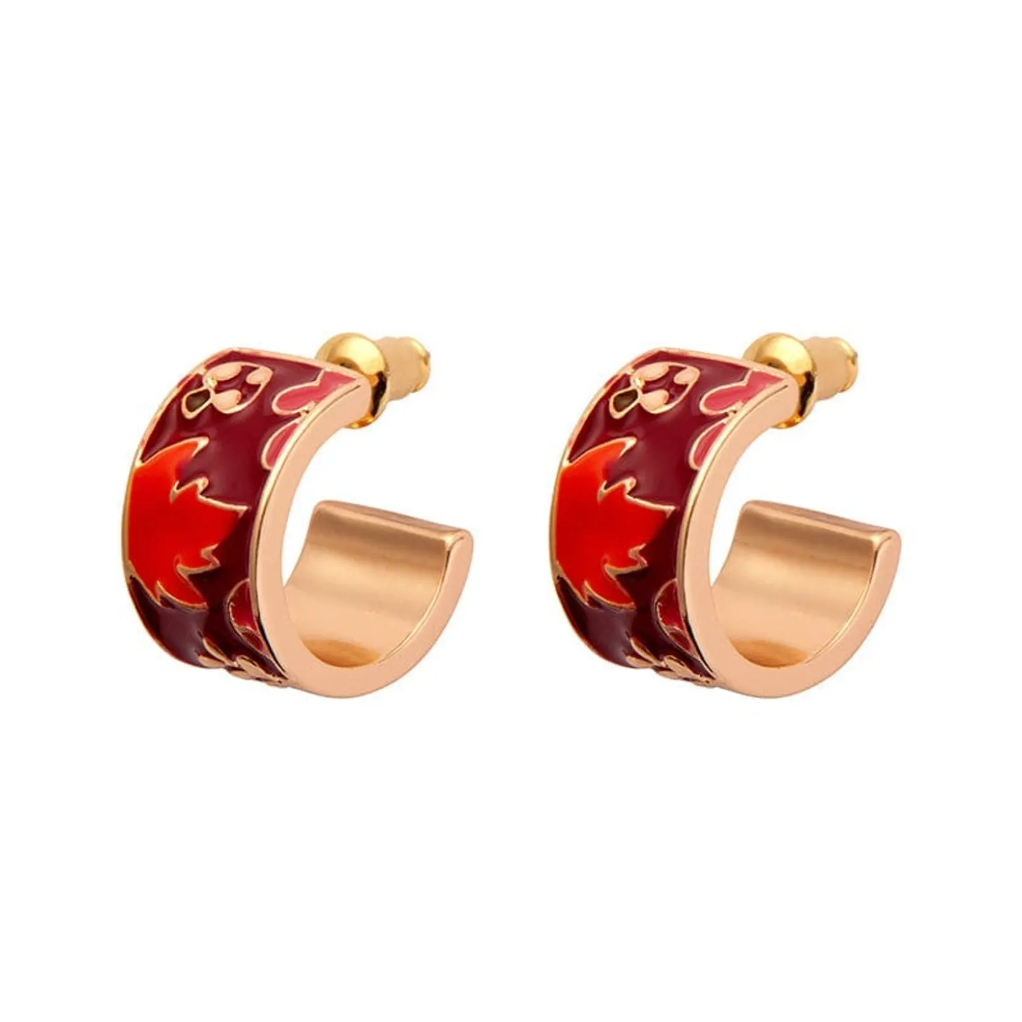 Turn A New Leaf Enamel Huggie Earrings