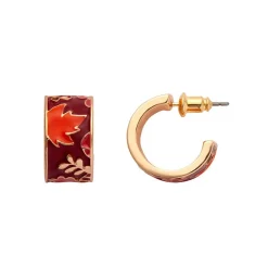 Turn A New Leaf Enamel Huggie Earrings