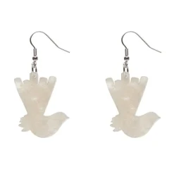 Wagtail Ripple Glitter Resin Drop Earrings - Cream