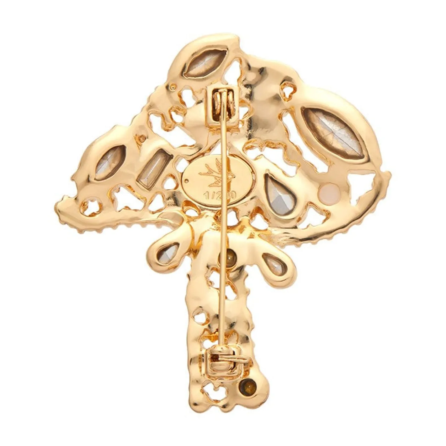 Well Spotted Stone Set Crystal Brooch