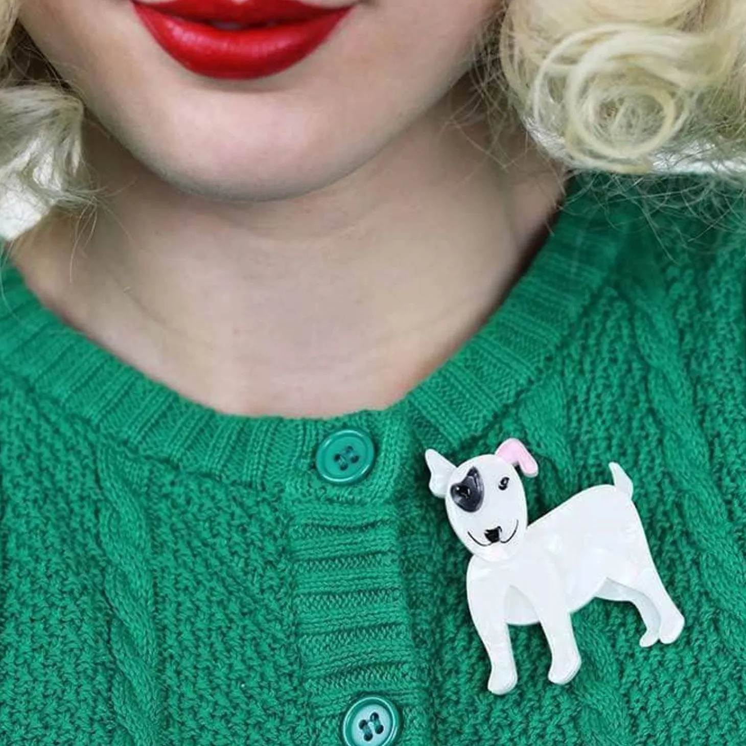 Willie The White Dog Brooch