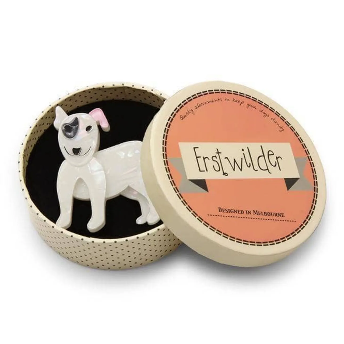 Willie The White Dog Brooch