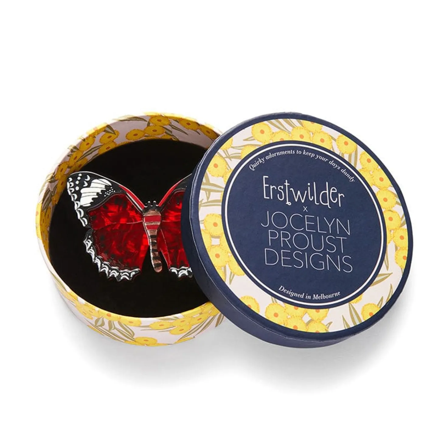 Wings Laced In Red Brooch