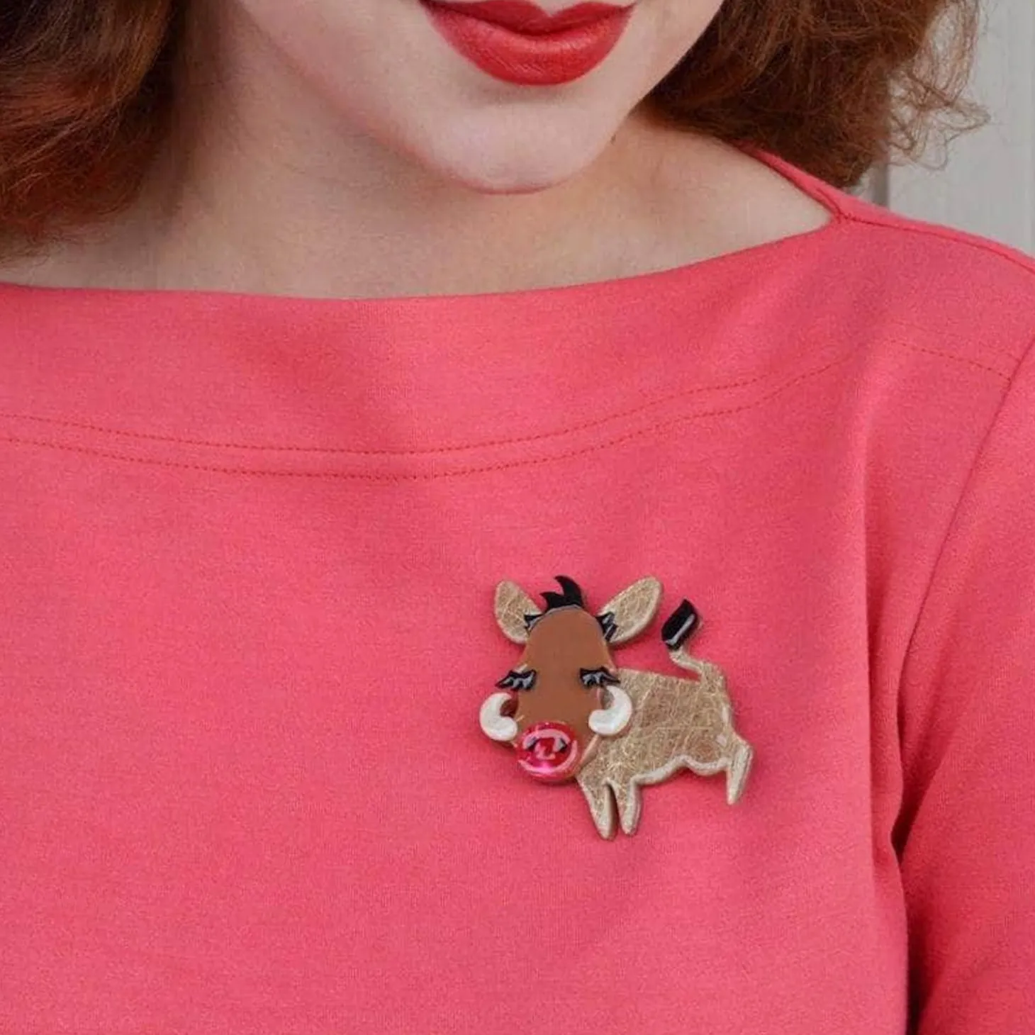 Young Warthog Brooch