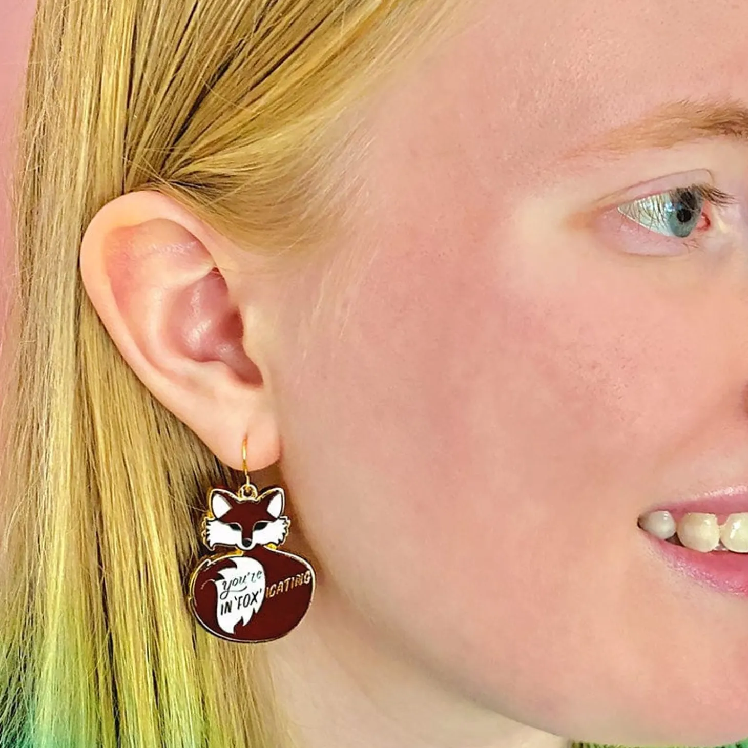You'Re In"Fox"Icating Enamel Drop Earrings