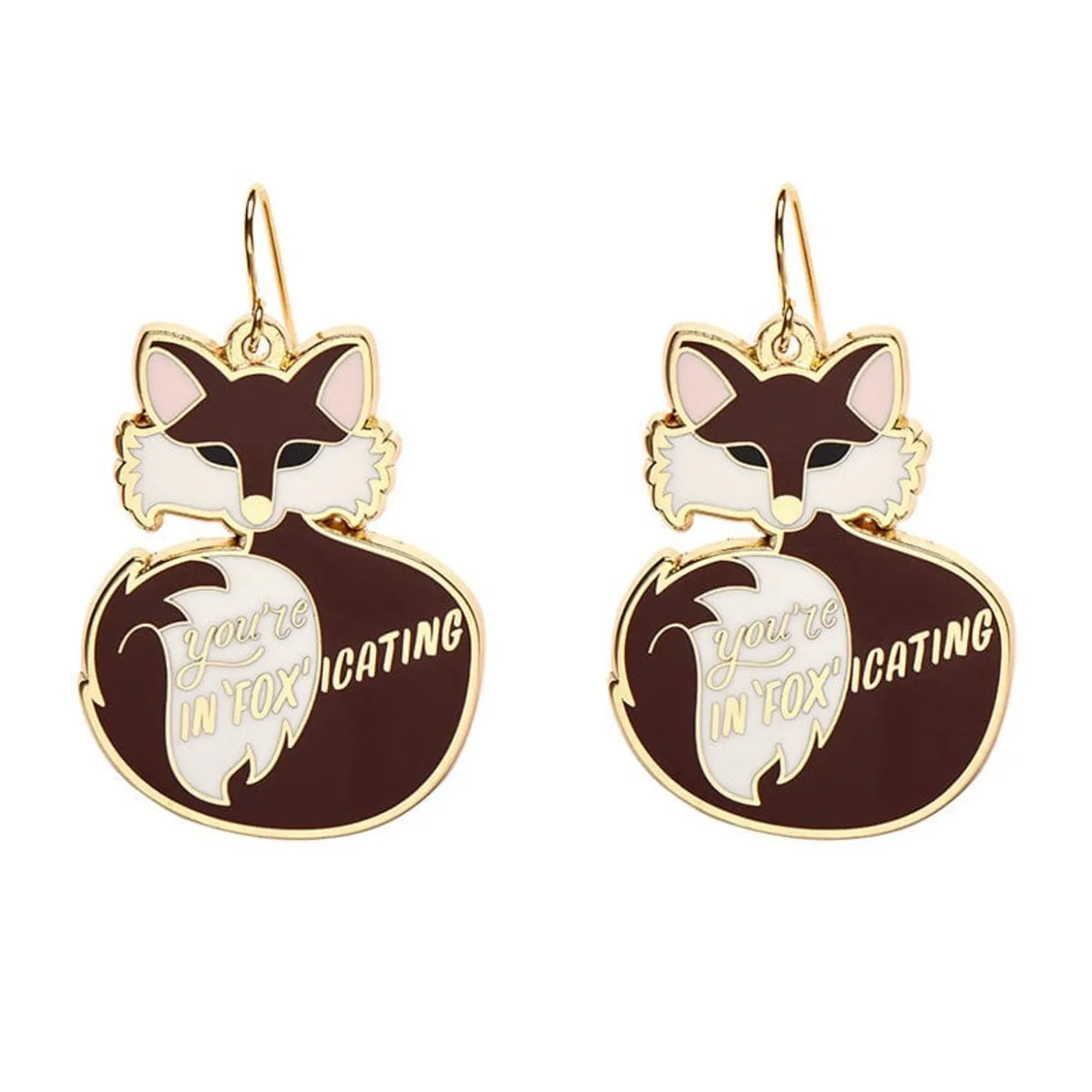 You'Re In"Fox"Icating Enamel Drop Earrings
