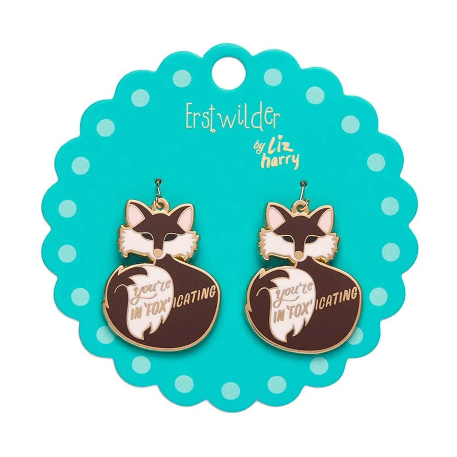 You'Re In"Fox"Icating Enamel Drop Earrings