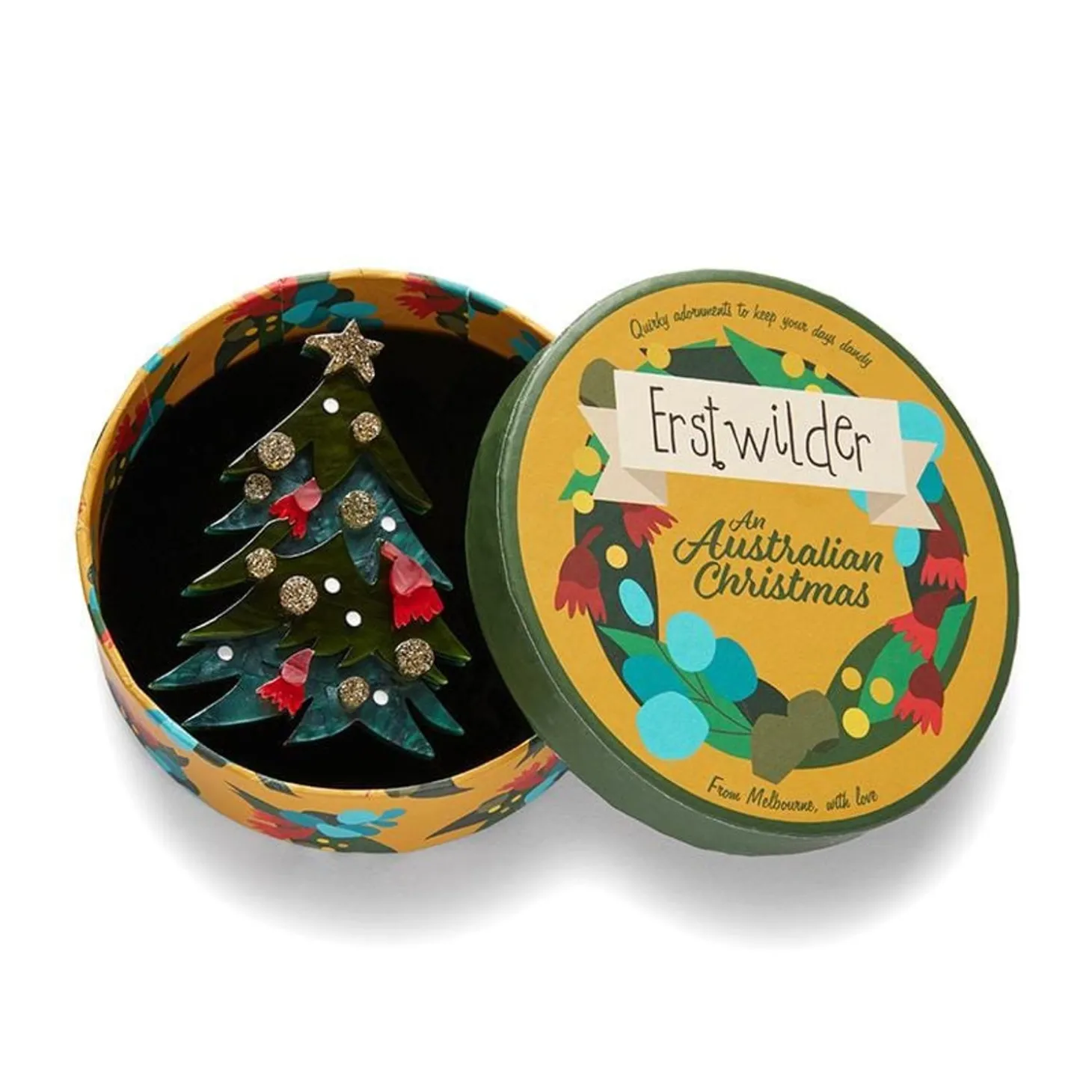 Yuletide Timber Brooch